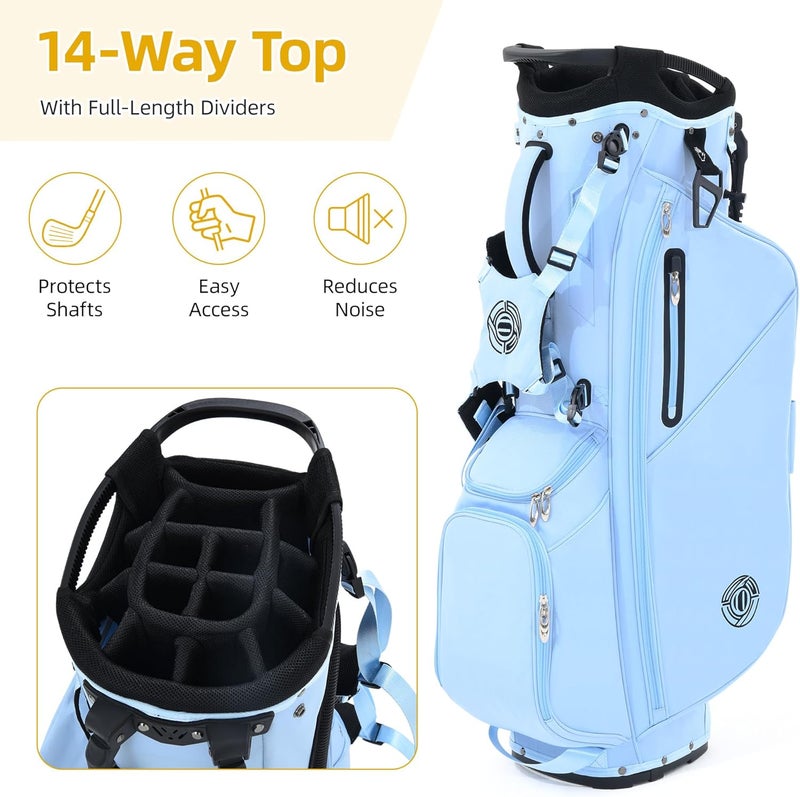 Shopsource Golf Stand Bag 14 Way, Lightweight Golf Bags for Men Women with Stand, Padded Ergonomic Double Strap, Full Length Dividers, Multiple Pockets, Rain Hood - Image 2